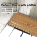 Casetta da Giardino 213x130x185 cm con Prese d'Aria e Doppia Porta Scorrevole in Metallo Grigio Scuro