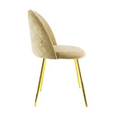 Set 4 Sedie 50x45x80 cm in Tessuto Vellutato Piedi Oro Tortora