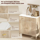 Credenza Buffet 77x30x80 cm con Piano d'Appoggio Effetto Marmo in Legno Rovere      