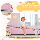 Letto per Bambini da 3-5 Anni 140x70 cm a Forma di Macchina con Sponde Rialzate di Sicurezza Rosa      