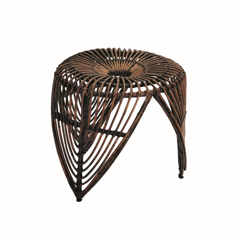 Sgabello Tondo in Polyrattan Ø49x43cm Small Marrone