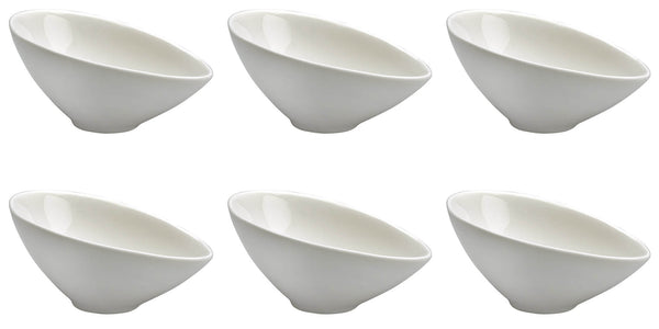 Set mit 6 schrägen Schalen 8x11,5x5,5 cm aus weißem Kaleidos Aluxina allluminic Porzellan sconto