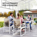 Set da Giardino con Tavolo da Pranzo in Vetro Rettangolare e 4 Sedie con Braccioli Multicolore     