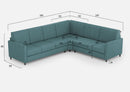 Divano Angolare 6 Posti 281x241x85 cm Karay in Tessuto Petrolio