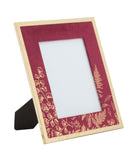 Cornice Glam 24x1,5x29 cm in Ferro MDF e Vetro Bordeaux e Oro