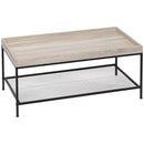 Tavolino da Salotto Basso a 2 Ripiani 100x50x46,5 cm in MDF e Metallo Color Legno