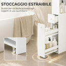 Mobiletto da Bagno Slim Salvaspazio 18x40x135 cm con Ruote e Cassetto in MDF Bianco      