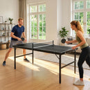 Mini Tavolo Ping Pong Pieghevole 152x76x72 cm con Rete da Gioco e Maniglia da Trasporto in Alluminio e MDF Nero      