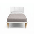Letto 1 Piazza e Mezza con Rete Rivestita Similpelle Bianco Tessis Testata Square Varie Misure