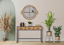 Mensola Rotonda da Parete 72,5x18x65 cm in Metallo e Rattan