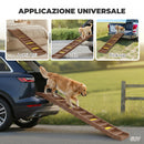 Rampa Pieghevole per Cani per Auto e Letti Alti a 10 Gradini 154x40x7,5 cm con Strisce e Tappetini Antiscivolo in PP e TPR Marrone      