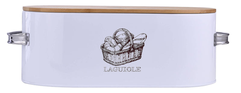Contenitore Porta Pane in Acciaio Zincato e Coperchio in Bambù