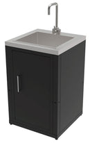 Composizione 3 Moduli Cucina BBQ + Unità d'Angolo Mobile Lavandino Top in Acciaio Inox Nero  