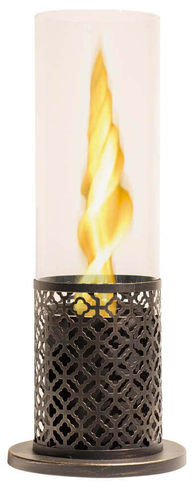 Bioethanol Tischkamin Ø20x49,5 cm aus Stahl und schwarzem Glas prezzo