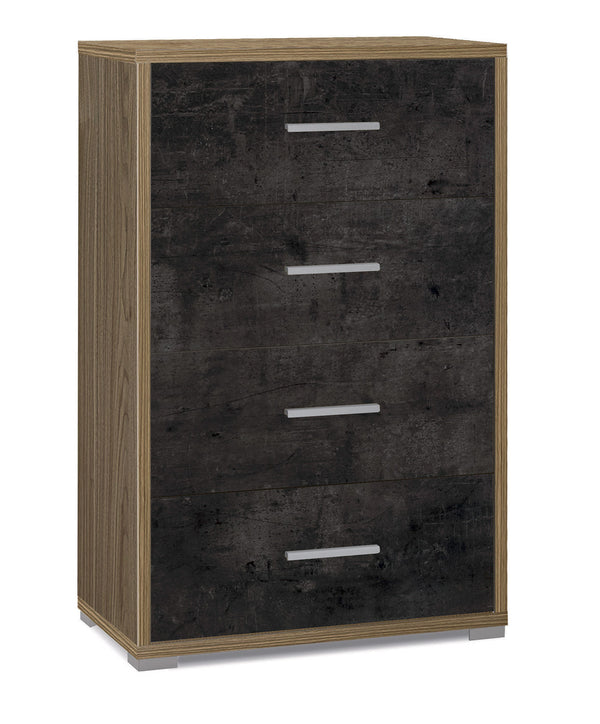 Cassettiera 4 Cassetti 71x110x41 cm Noce Stelvio/Ossido Nero acquista