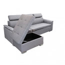 Divano Letto Derrick 234x148x84 cm in Tessuto Grigio chiaro