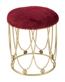 Sgabello Amelie Bordeaux Ø40,5x46,5 cm in Ferro e Spugna e Poliestere Bordeaux e Oro