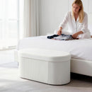 Pouf Contenitore Pieghevole 76x38x35 cm con Vano da 72L e Rivestimento in Velluto Crema      