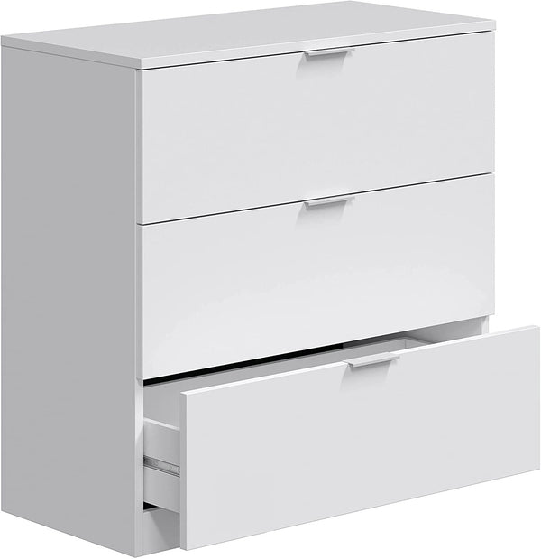 prezzo Kommode mit 3 Schubladen 80x38x77 cm aus weißem Holz