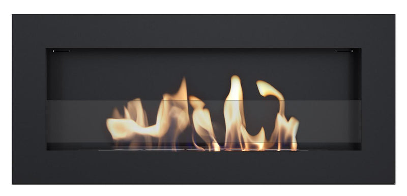 Camino a Bioetanolo da Parete 90x40 cm con Vetro Flig Tampa Slim Nero