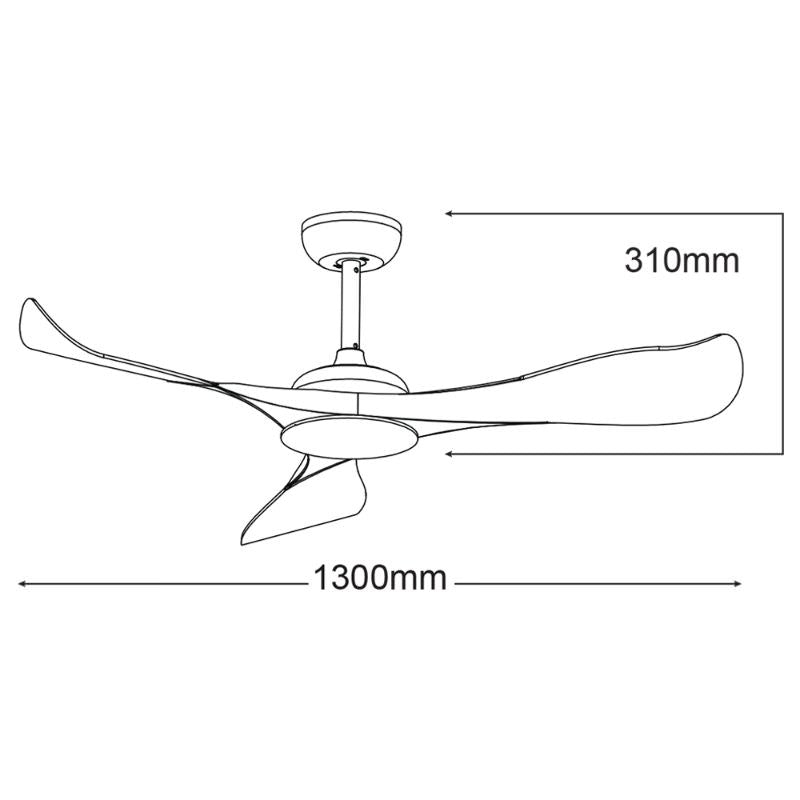 Ventilatore da Soffitto con 3 Pale e LED Ø130 cm 5 Velocità Martec Scorpion Bianco