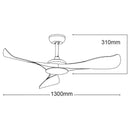 Ventilatore da Soffitto con 3 Pale in Abs Ø132 cm 5 Velocità Martec Scorpion Nero