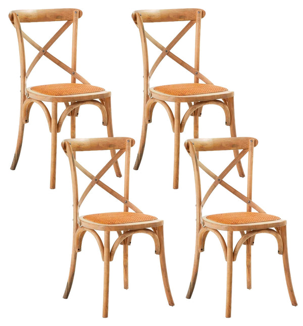 Set 4 Sedie Seduta in paglia 80x50x52 cm in Legno di Faggio Pompei Wood Natural prezzo