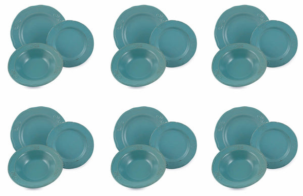 acquista Villa d'Este Home Tafelservice aus Steinzeug 18-teilig Tivoli Milady Türkis