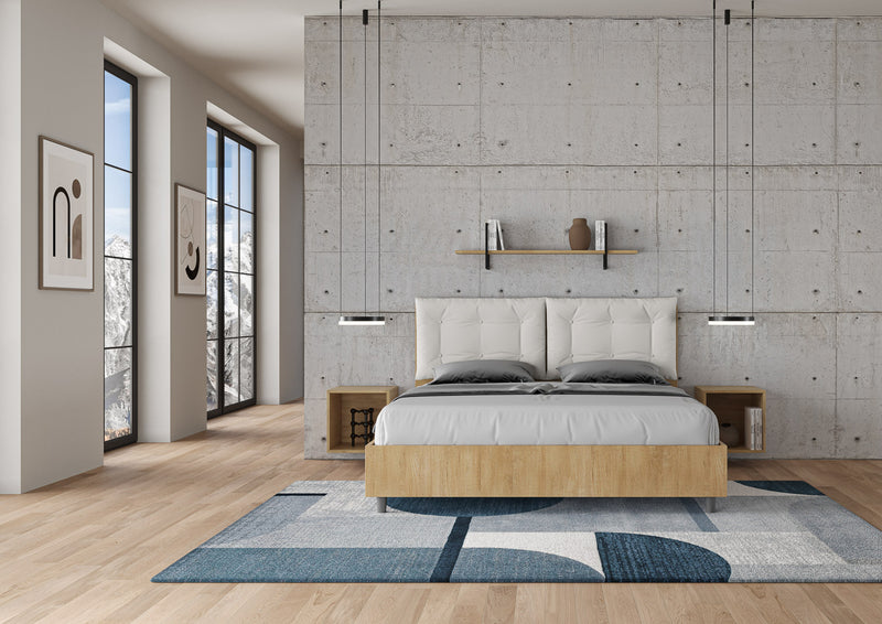 Letto Matrimoniale Struttura Quercia con Cuscini in Similpelle Egos Annalisa Bianco Varie Misure