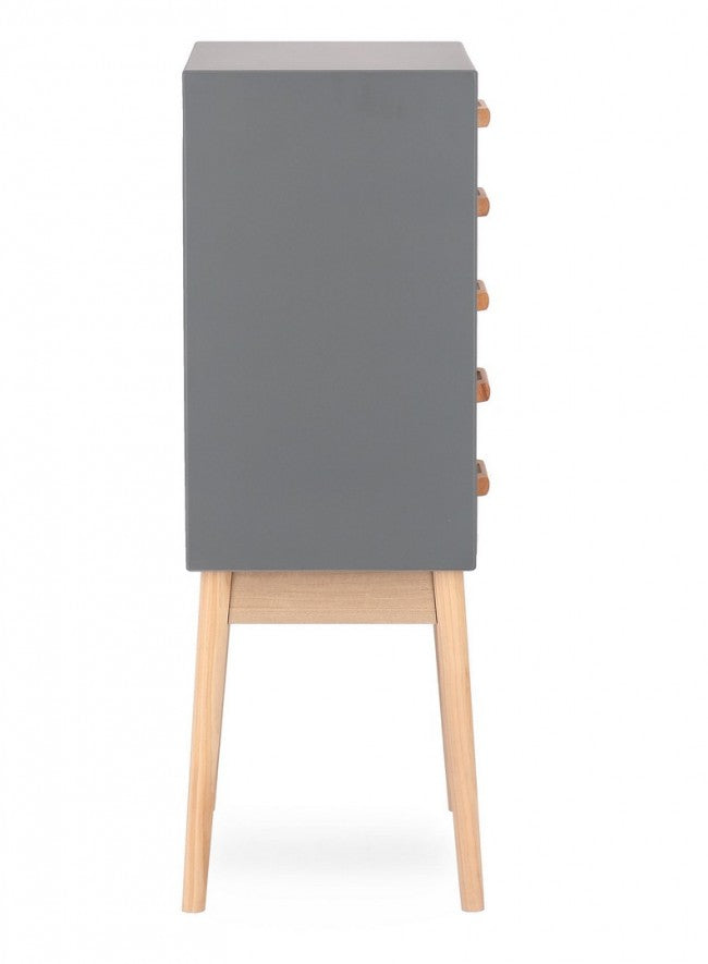 Cassettiera 5 Cassetti 43x30x88 cm Ordinary in Legno Grigio