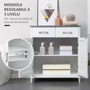Mobiletto Bagno 2 Ante 2 Cassetti 1 Ripiano 68x33x76 cm in MDF Bianco