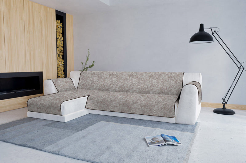 Copridivano con Penisola Sinistra in Poliestere e Cotone Marrone Varie Misure