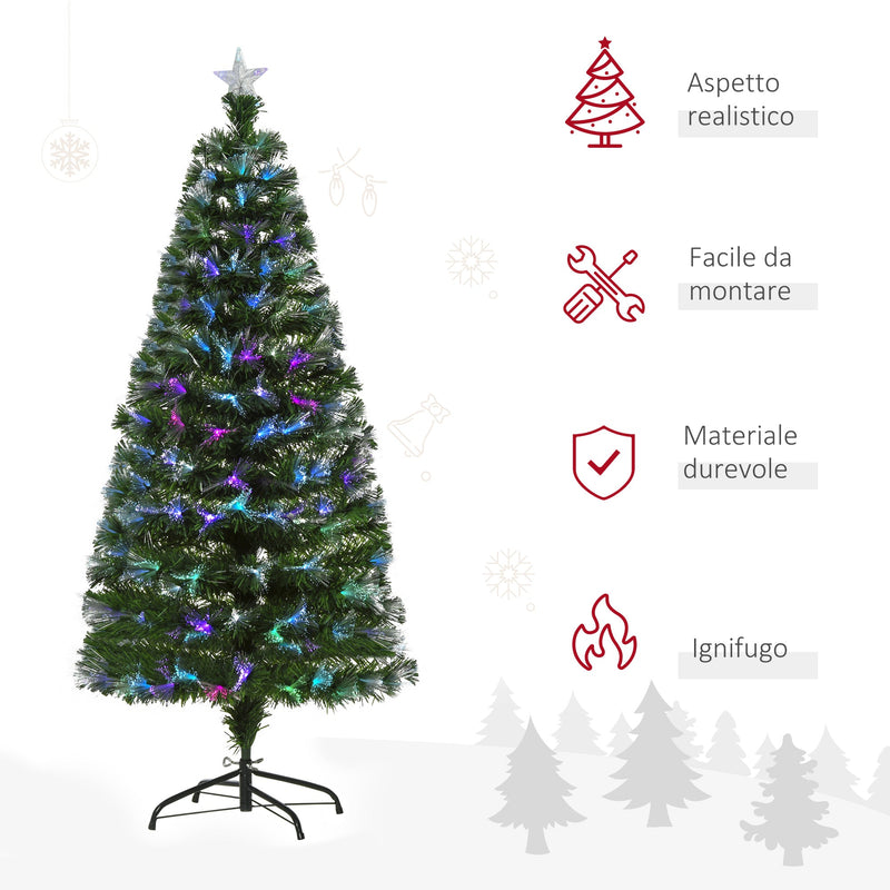 Albero di Natale Artificiale 150 cm in Fibra Ottica Foltissimo con 180 LED 