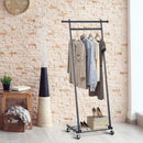 Stander Appendiabiti con Ripiano in Metallo Nero 68x41x155 cm 