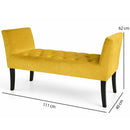 Panca Fondoletto Ingresso 111x40x60 cm con Piedi in Legno e Rivestimento Velluto Mostarda     