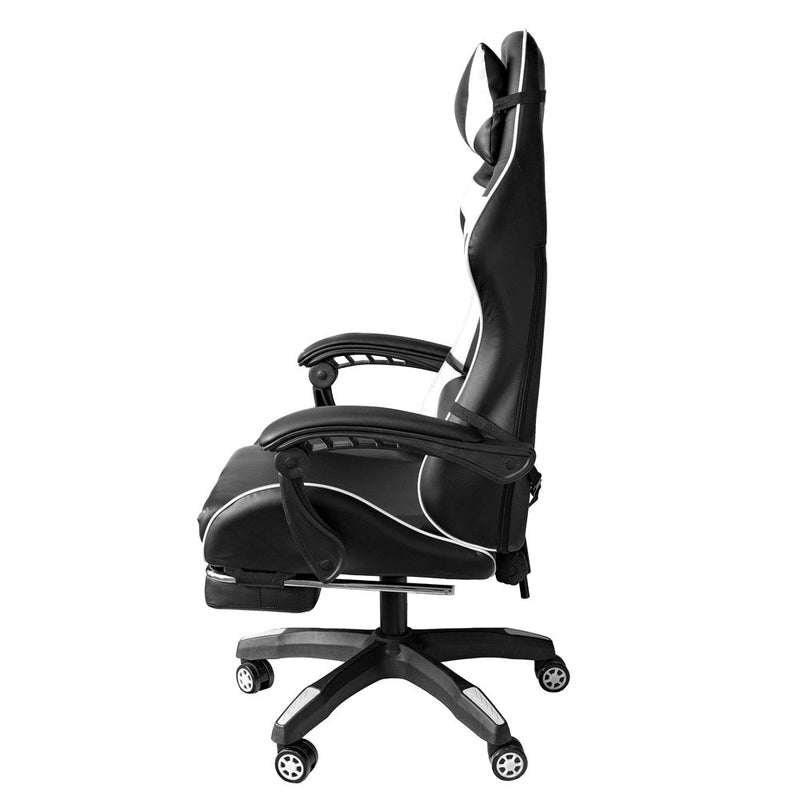 Sedia da Gaming Ergonomica 64x53x122-133 cm con Poggiapiedi in Similpelle Bianco