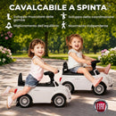 Macchina Cavalcabile per Bambini 12-36 Mesi Licenza Fiat 61x28x38,3 cm con Musica e Clacson in PP Bianco      