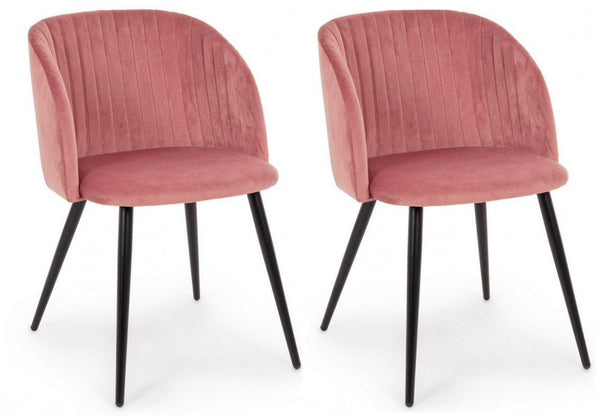 sconto Set 2 Sedie 53x57x81,5h cm Queen Velvet Blush