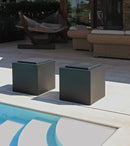 Pouf da Giardino 50x50 cm con Cuscino in Resina Arkema Iris Comfort Bianco