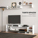 Mobile TV Ripiani e Armadietto a Ribalta con Mensola a Muro 153,6x25x42 cm Bianco e Nero 