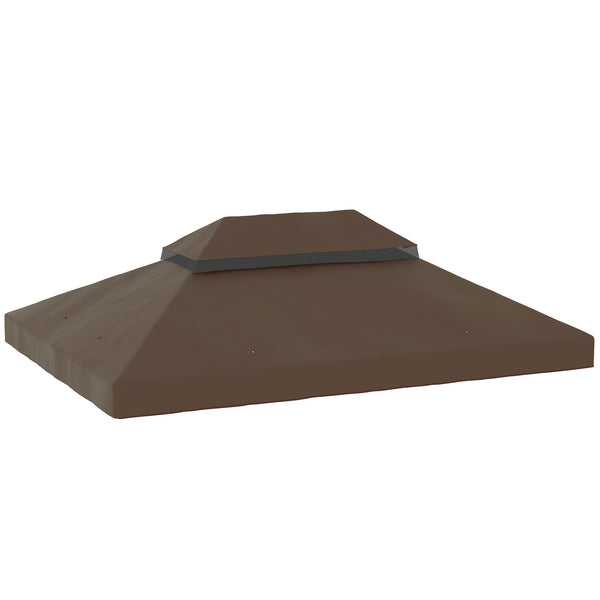 Copertura per Gazebo da Giardino 3x4 m a 2 Livelli in Tessuto Oxford 600D con Fori di Drenaggio Caffè sconto