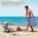 Set 2 Sdraio da Spiaggia 154x57x52 cm con Schienale Regolabile su 4 Livelli in Acciaio e Poliestere Blu Bianco      