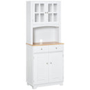 Mobile da Cucina Credenza con Ante e Cassetti 68x39,5x170 cm in Legno Bianca