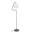 Lampada da terra a stelo Yumak  grigio e paralume tessuto bianco