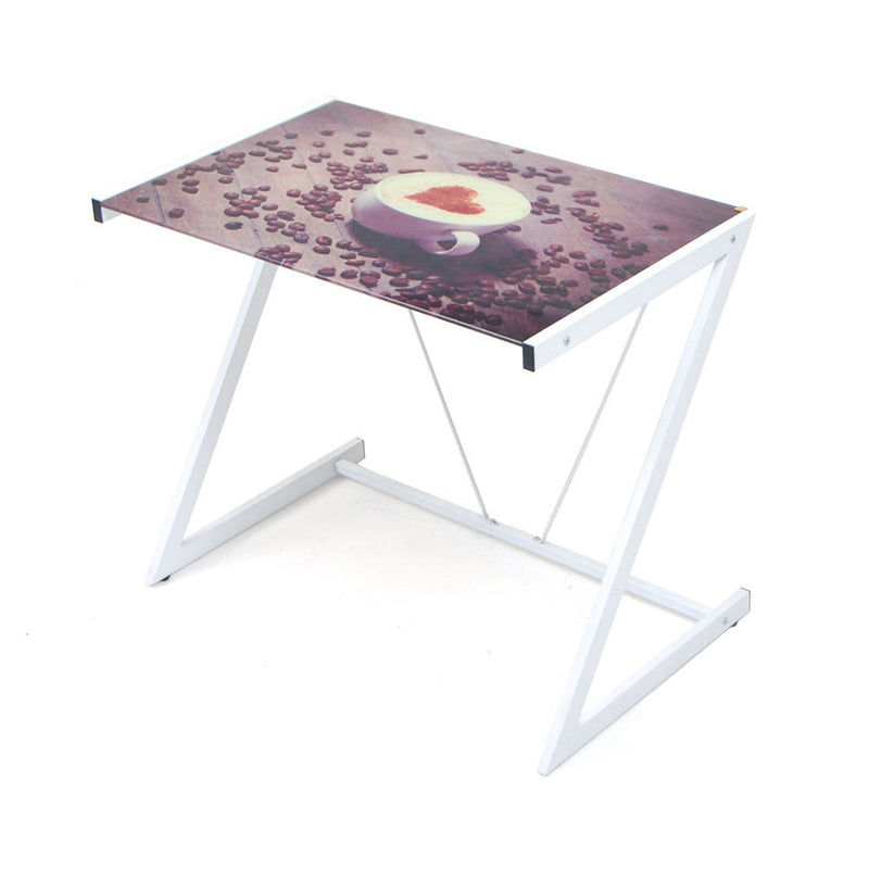 Tavolino Scrivania in Ferro con Piano in Vetro Temperato Picture Cappuccino