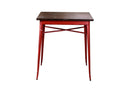 Tavolo Quadrato in Metallo Top in Legno Bristol Rosso
