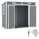 Casetta Box da Giardino 240x130 cm con Pavimento 2 Porte con Blocco e Finestra in Resina Grigio  
