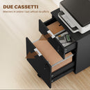 Schedario da Ufficio 42x40x60 cm con 2 Cassetti Serratura Ruote a Freno in Legno Ingegnerizzato Nero      