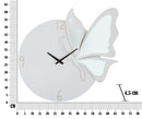 Orologio Glam Farfalla Bianco 66x4,5x64 cm in Ferro MDF e Specchio Bianco