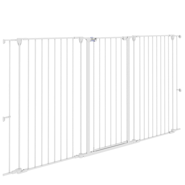 Cancelletto per Cani a 3 Pannelli Pieghevoli 206x120 cm Doppio Blocco in Acciaio e Plastica Bianco prezzo
